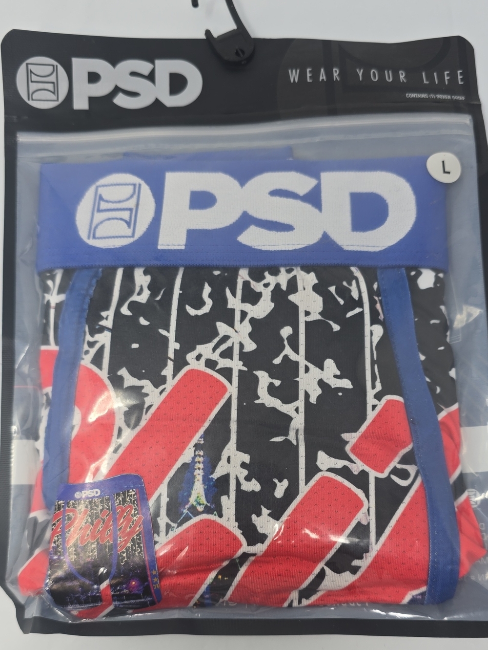 PSD Men’s Philly . Black, Red & Blue Graphic Boxer Briefs